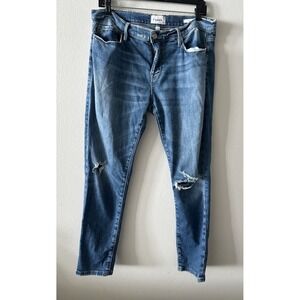 FRAME Le Garcon Skinny Jeans Crop Womens 28 Med Wash Blue Stretch Denim Mid Rise